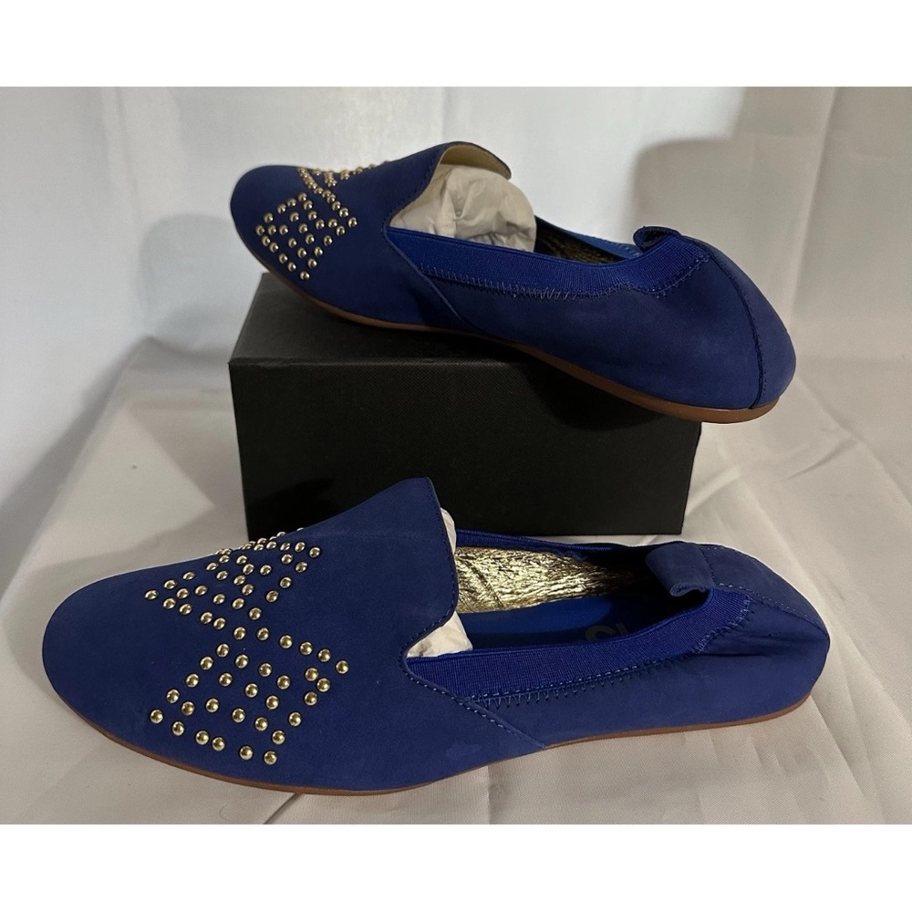 Yosi Samra Royal Blue Studded Loafers NWBAG Sz 9 leather uppers - Picture 5 of 8
